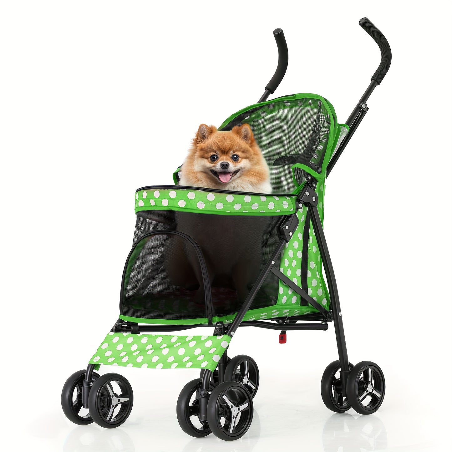 MoNiBloom 4-Wheel Pet Stroller for Small/Medium Dogs up to 22 lbs - Easy-Fold Jogger Stroller with Sun Cover, Breathable Mesh, Rear Storage Bag & Cushioned Pad - Durable Nylon Design for Outdoor Walks & Travel, Visible Mesh P