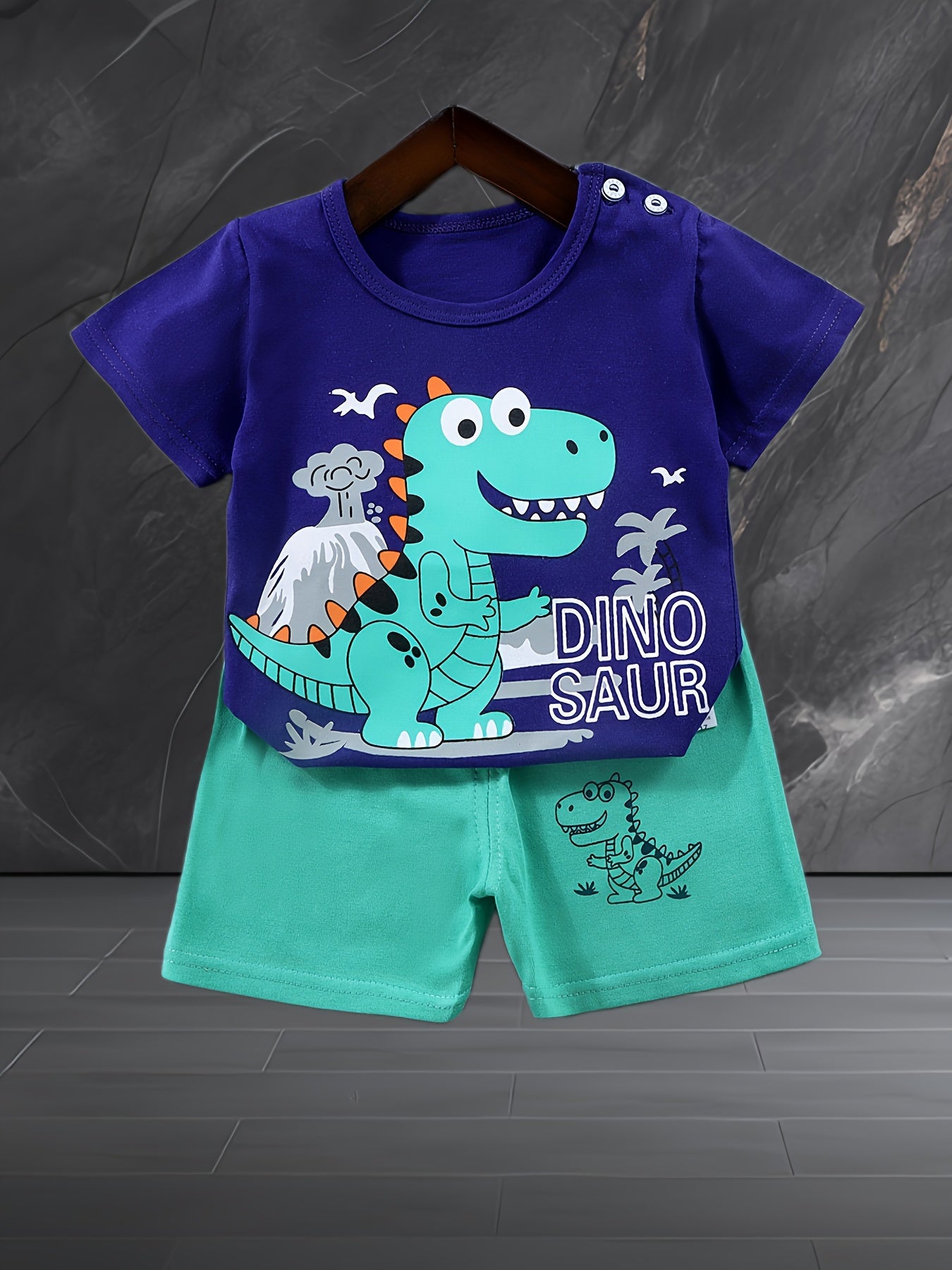 4sets Children's Dinosaur Series Casual Clothing Set For Boys Top Baby Comfortable Short Sleeved Shorts Set