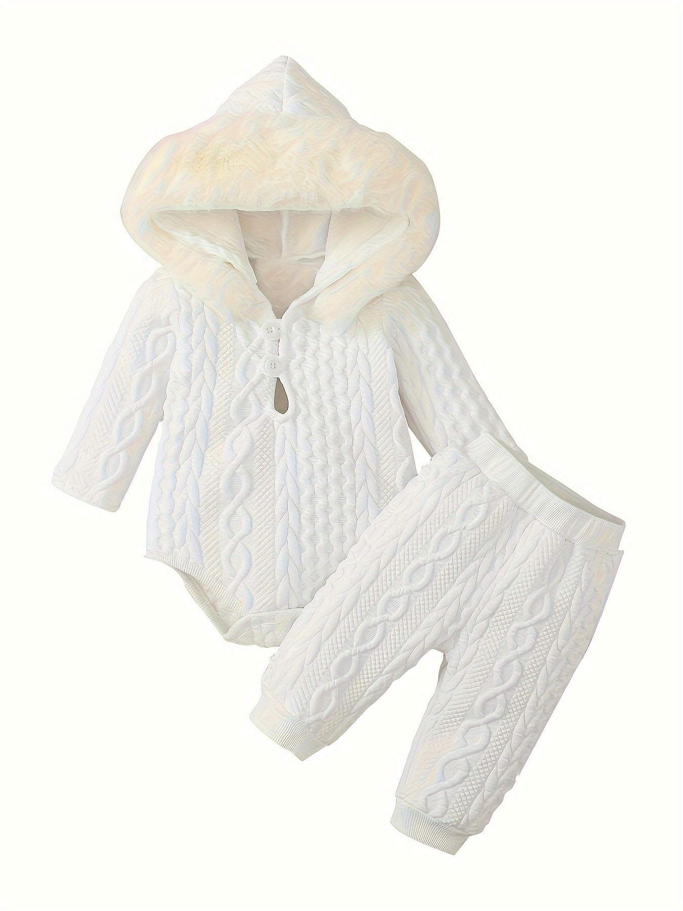 MinKidFashion Cozy Hooded Girls Romper And Pants Set Fall