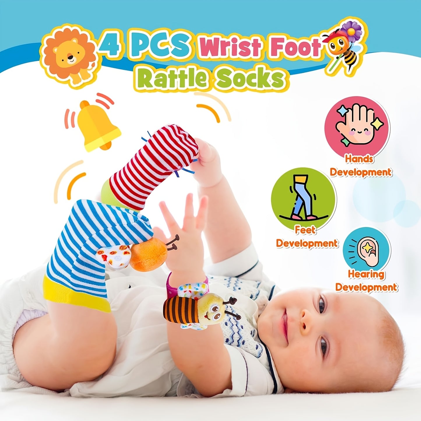 Europe Hot Baby Toys Sensory Rattle Wrist Socks Educational Gifts for Newborns and Infants