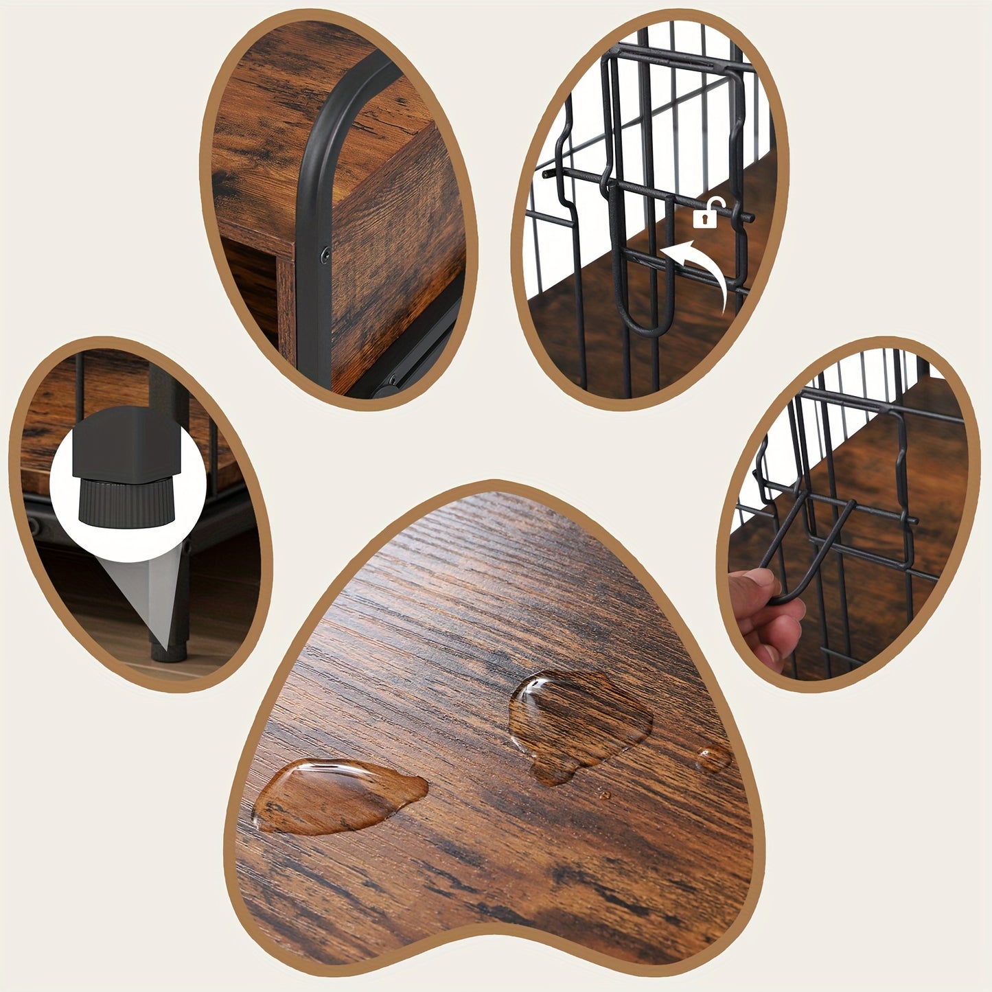 Stylish Dog Crate Furniture for Small Dogs with Drawer Storage and Heavy Duty Metal Frame