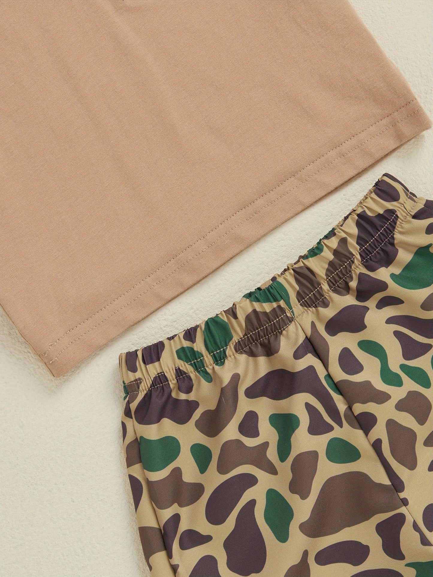 Toddler Baby Boy Summer Outfit Camouflage Pattern Crew Neck Short Sleeve T-Shirt with Shorts 2pcs Set, for Outdoor