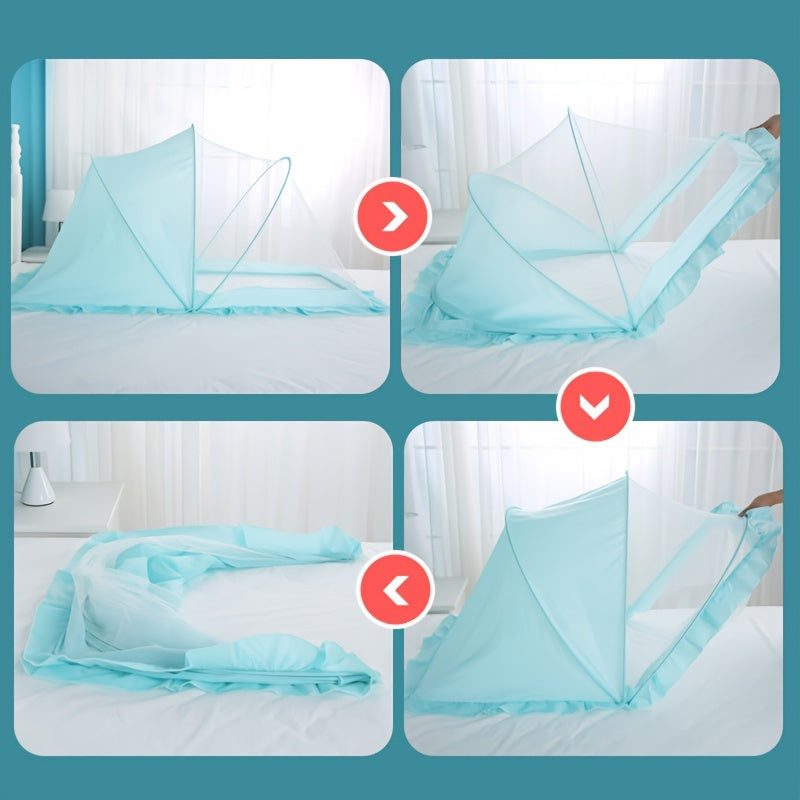 Foldable Youngsters Mosquito Net - Light Blue, Full Coverage, Breathable Polyester, Portable Youngsters Bed Canopy for Indoor/Outdoor Use