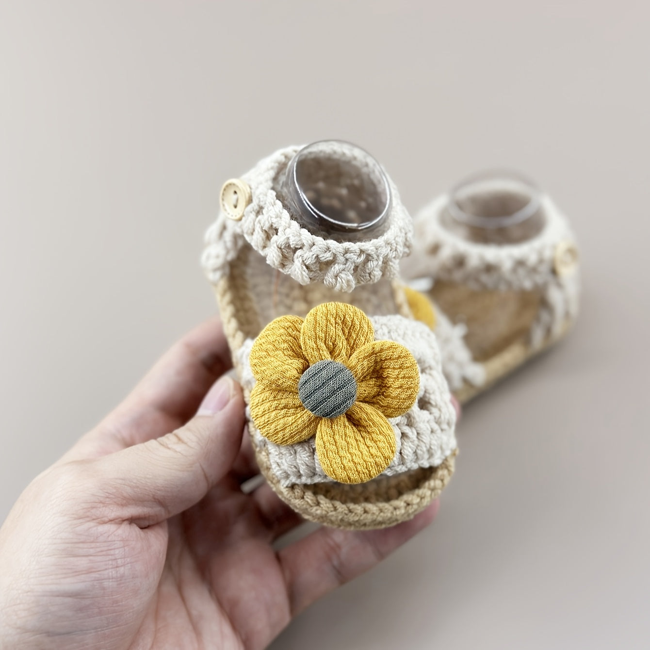 Baby Sandals Flower Handmade Knitting Crochet Toddler Shoes Indoor Floor Socks