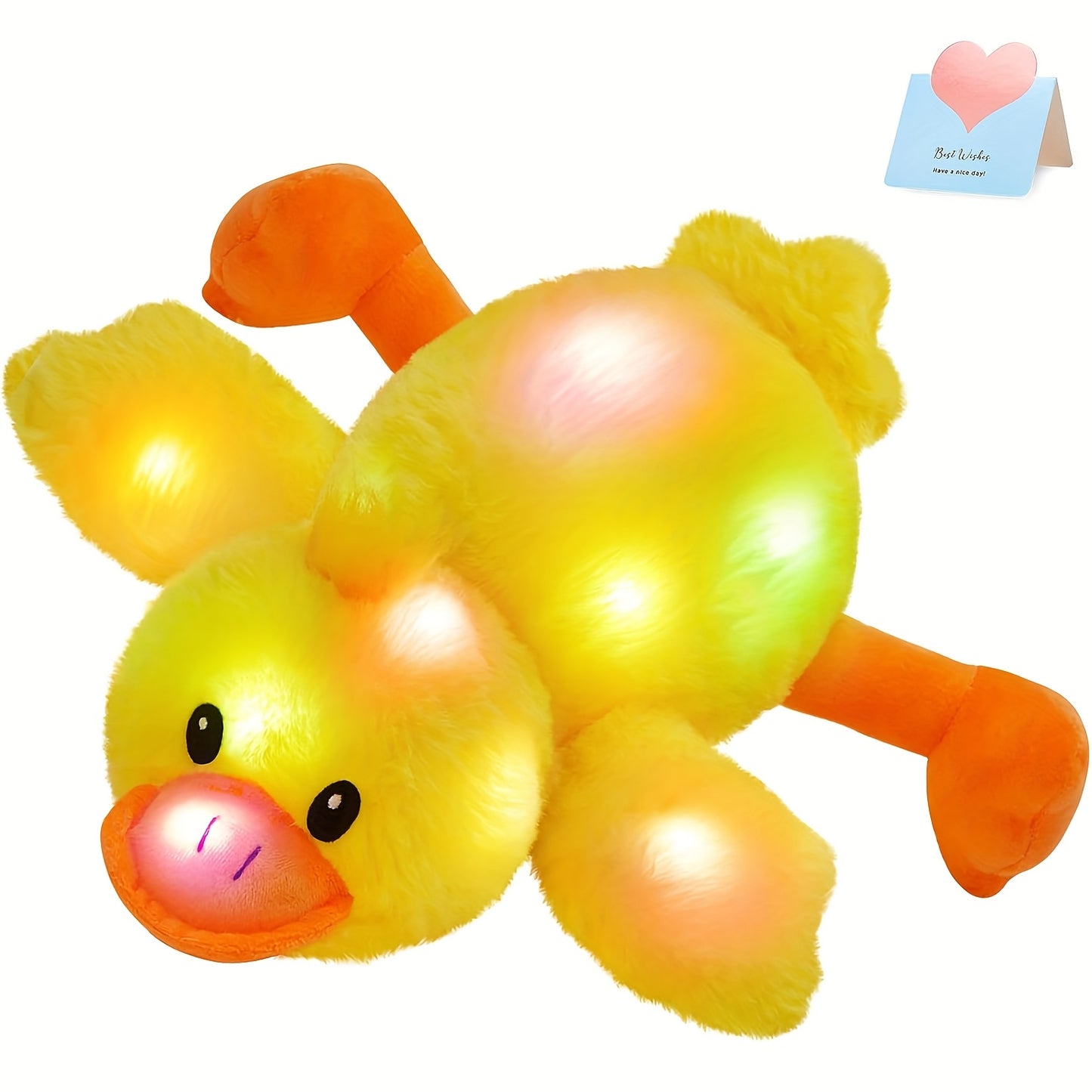 Musical Glowing Yellow Duck Plush Toy with LED Lights and Sound for Kids