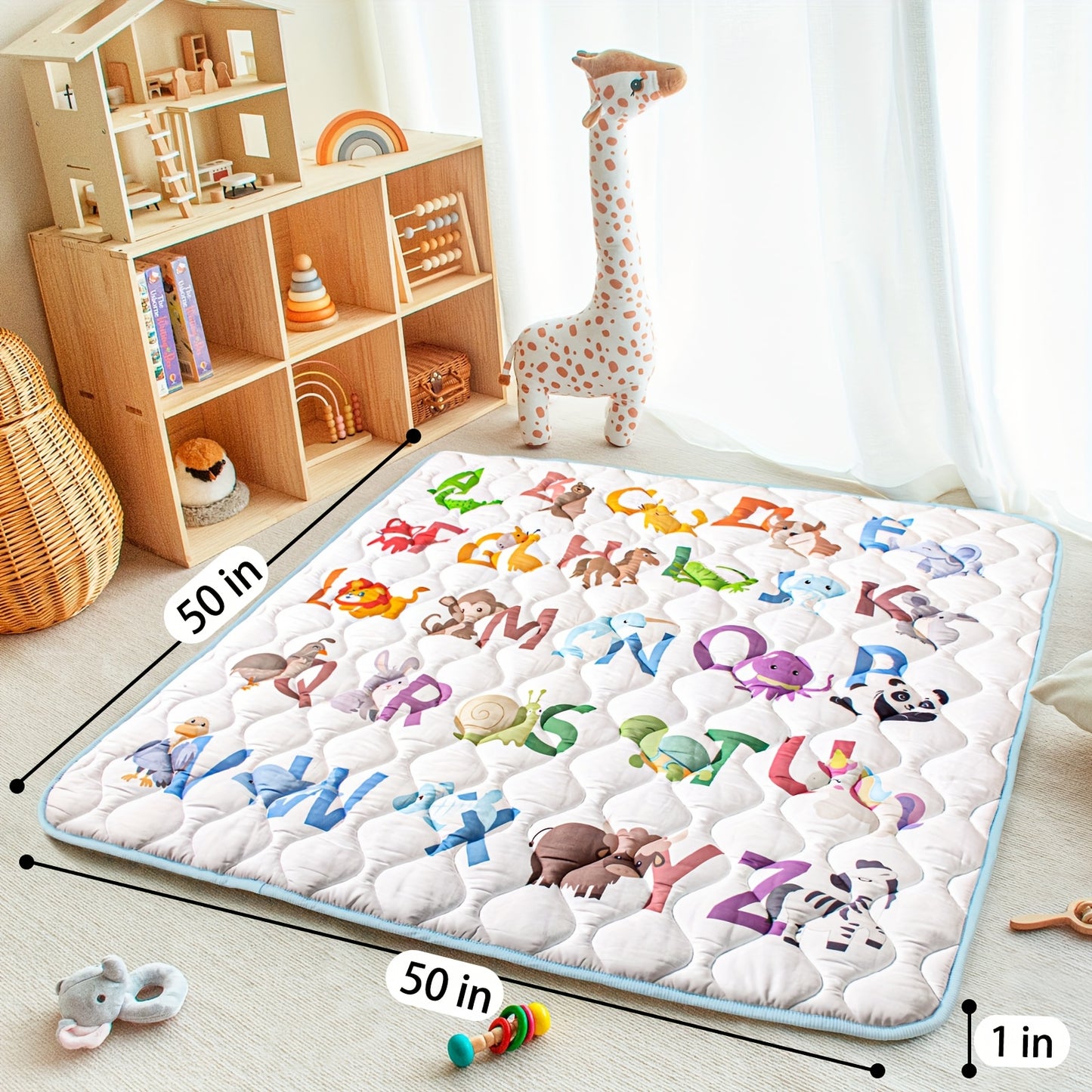 Primlect Baby Play Mat 50x50 Four Sided Alphabet Numbers Anti Slip Crawling Gym For Baby