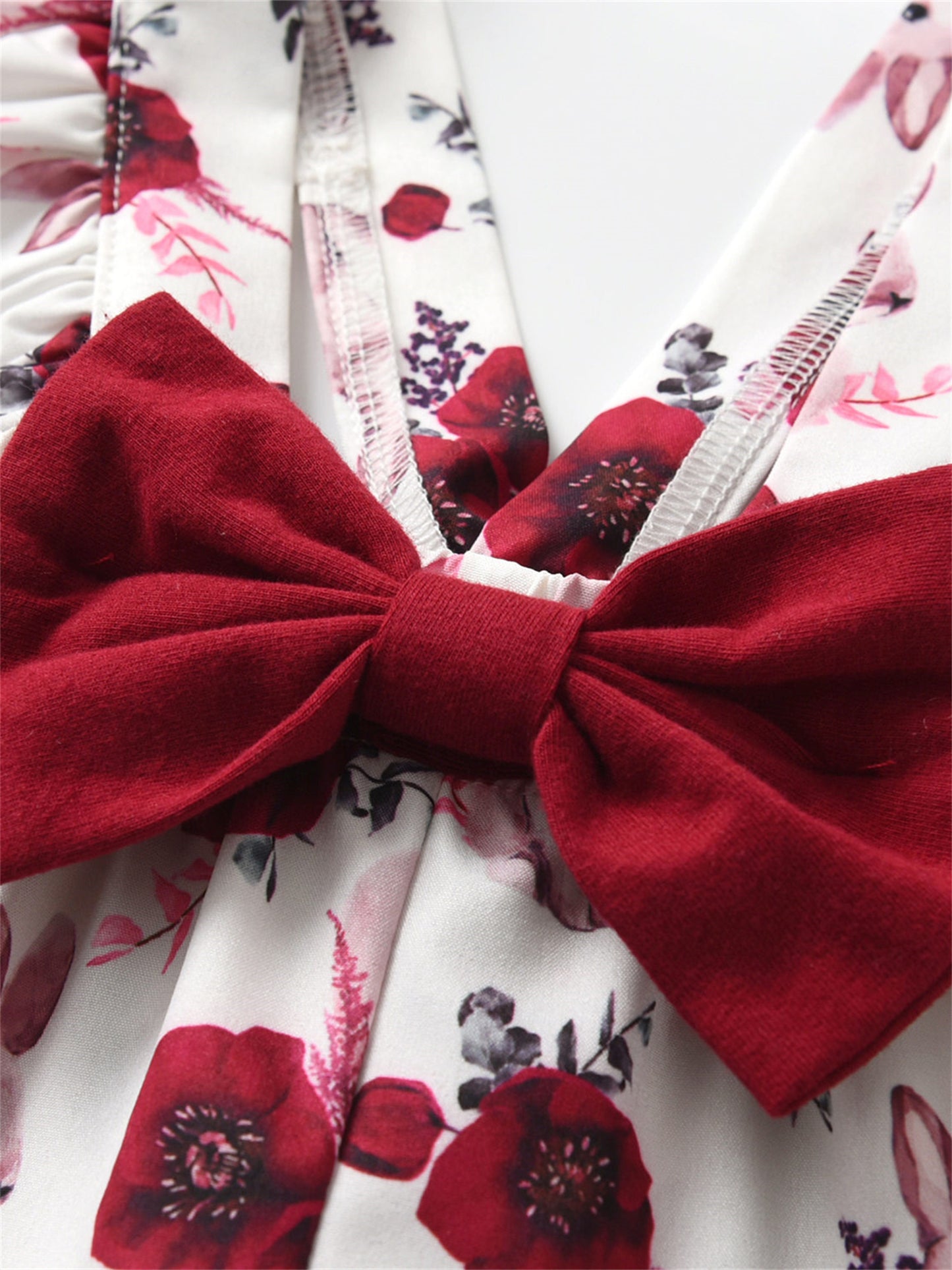 KuKitty Newborn Baby Girl 3 Piece Floral Bow Romper Set With Headband Long Sleeve Outfits