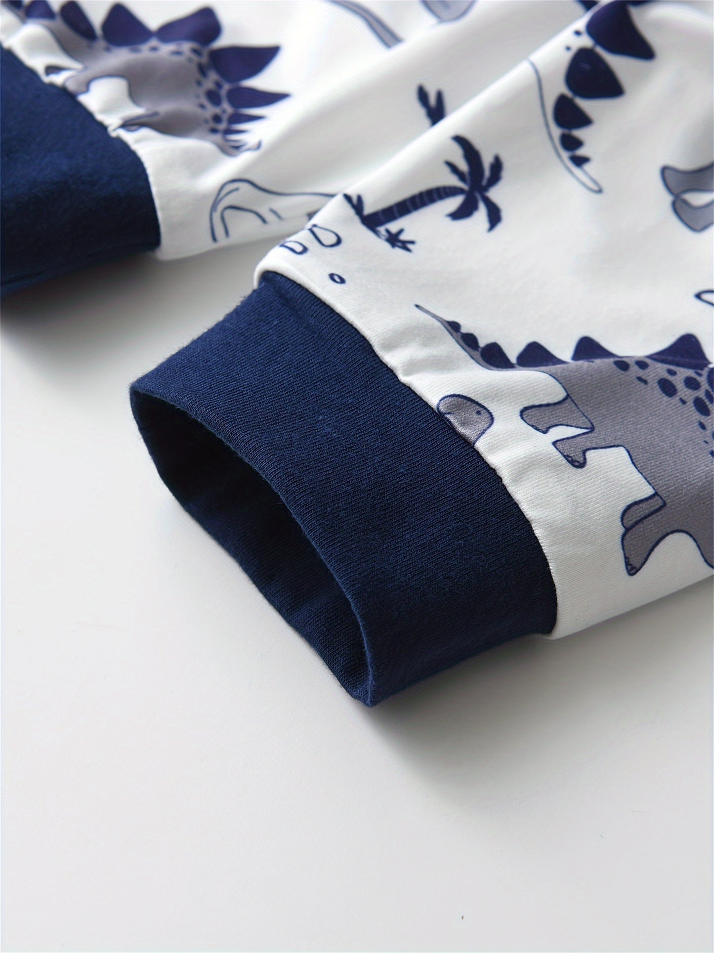 [3pcs KuKitty Outfit] KuKitty 3pcs Newborn Baby Boy Long Sleeve Outfit Set | Little Brother Print Tops Dinosaur Pattern Pants With Hat | for Outdoor Infant Boys