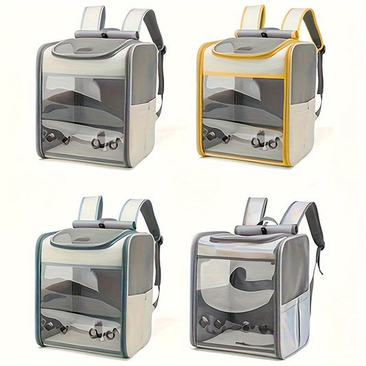 Portable Yellow Pet Carrier Backpack Foldable With Window