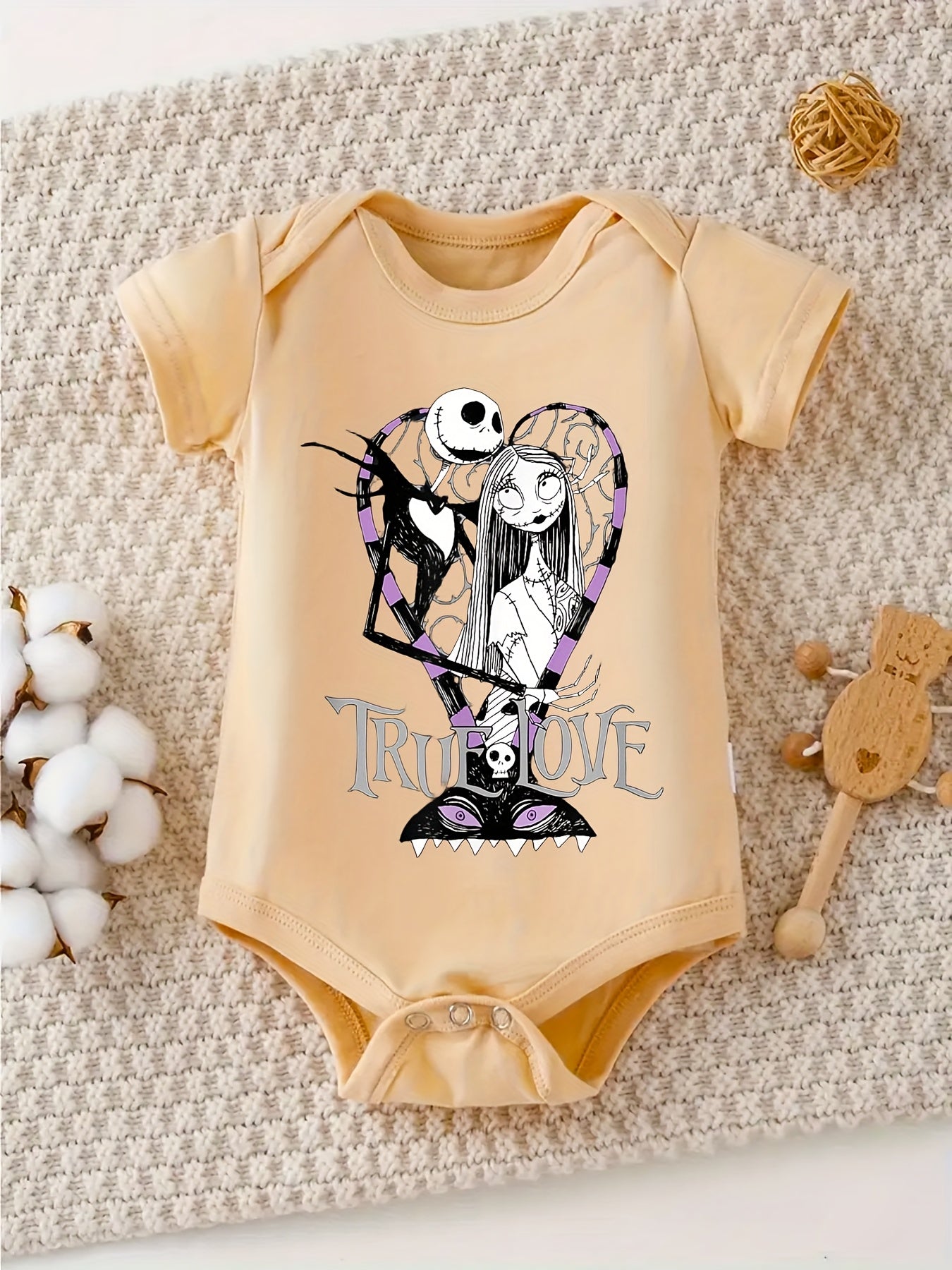 Disney Nightmare Before Christmas Baby Romper with Jack Skellington and Sally Graphic