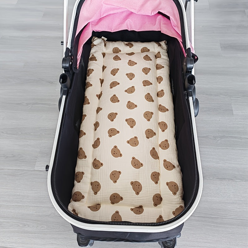 Infant Stroller Seat Cushion, Soft Thickened Inner Pad, Comfortable Warm Baby Seat Pad, All-Season Breathable, Toddler Car Seat Protector, Beige, Polyester Fiber Surface