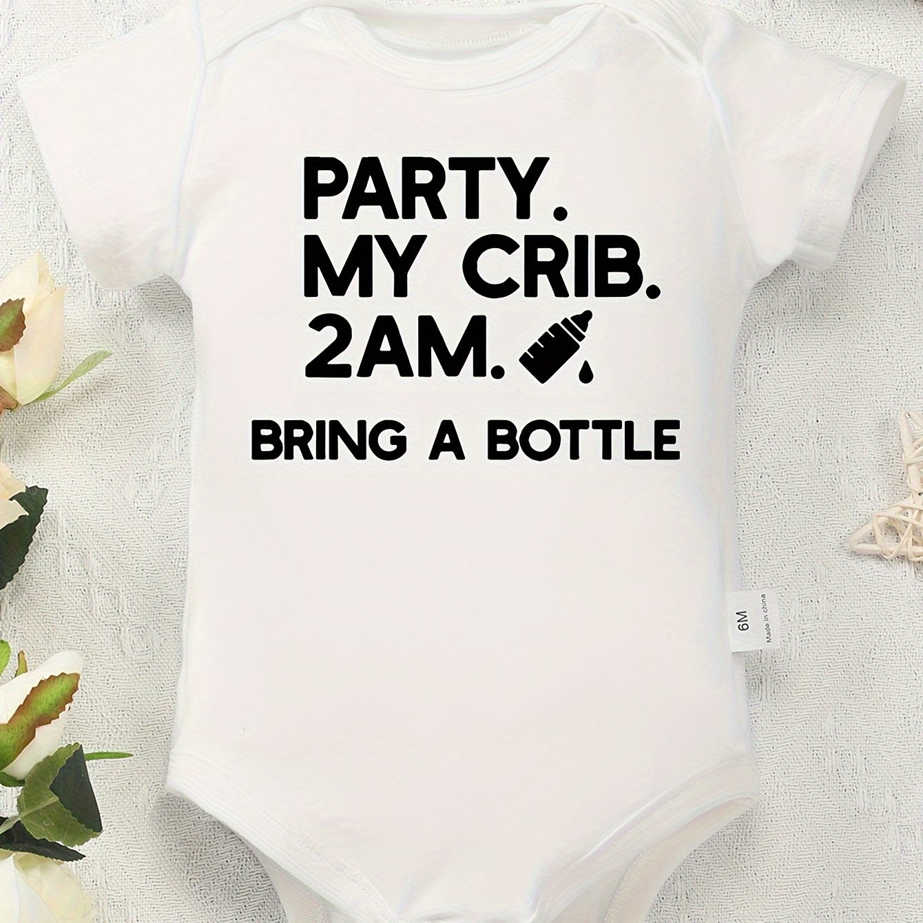 Unisex Cotton Romper with Fun Letter Print Soft Casual Round Neck Bodysuit for Kids