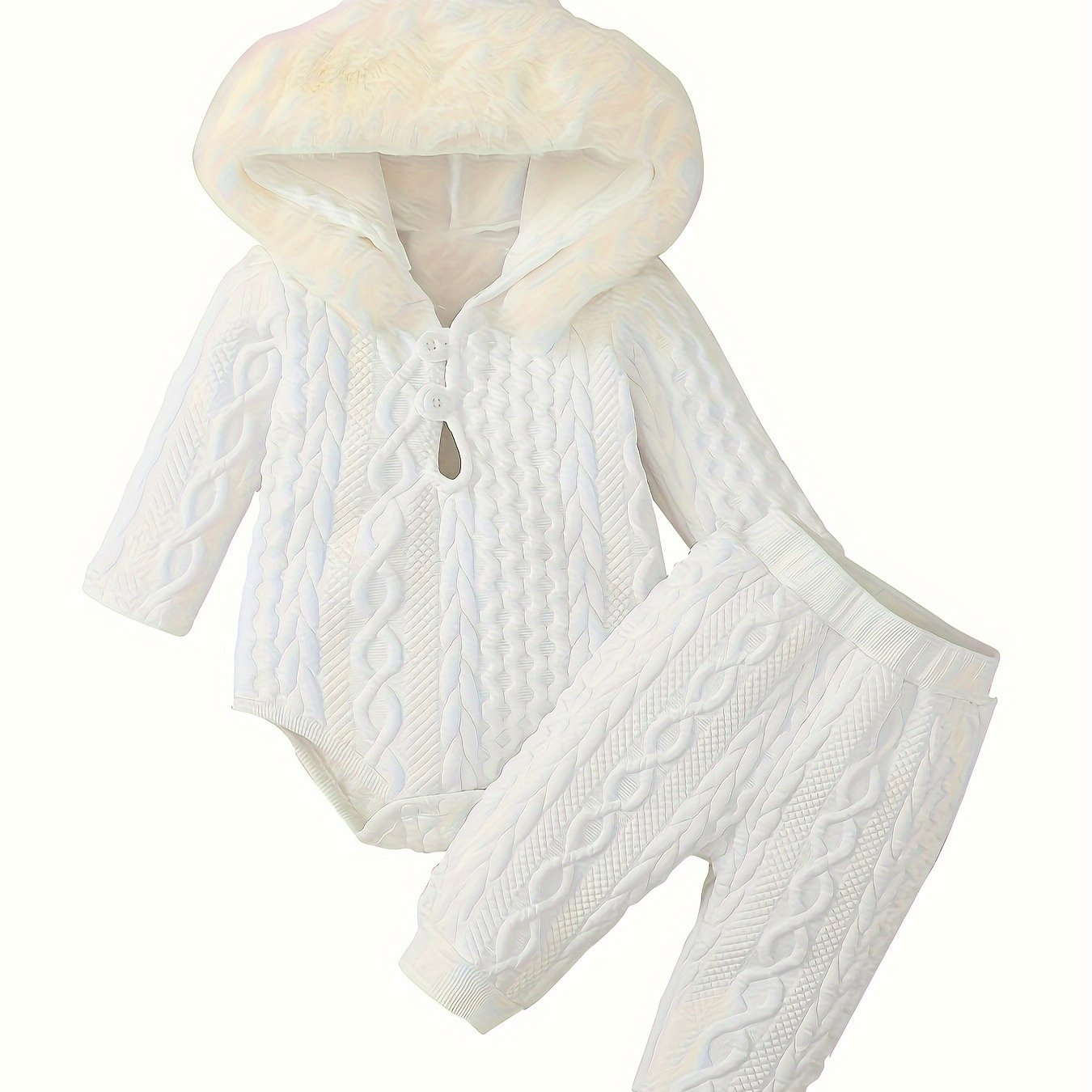 MinKidFashion Cozy Hooded Girls Romper And Pants Set Fall