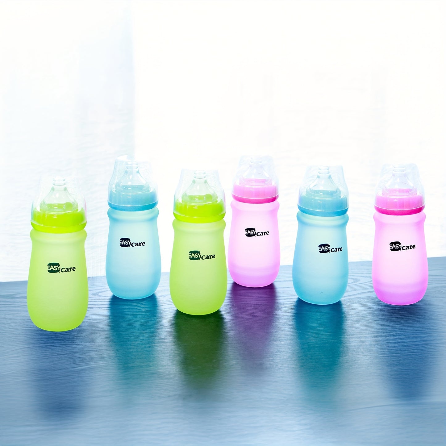 6pcs Easycare Wide Neck Glass Baby Bottles 8.4oz Spill-Proof Sippy Cups for Gifts
