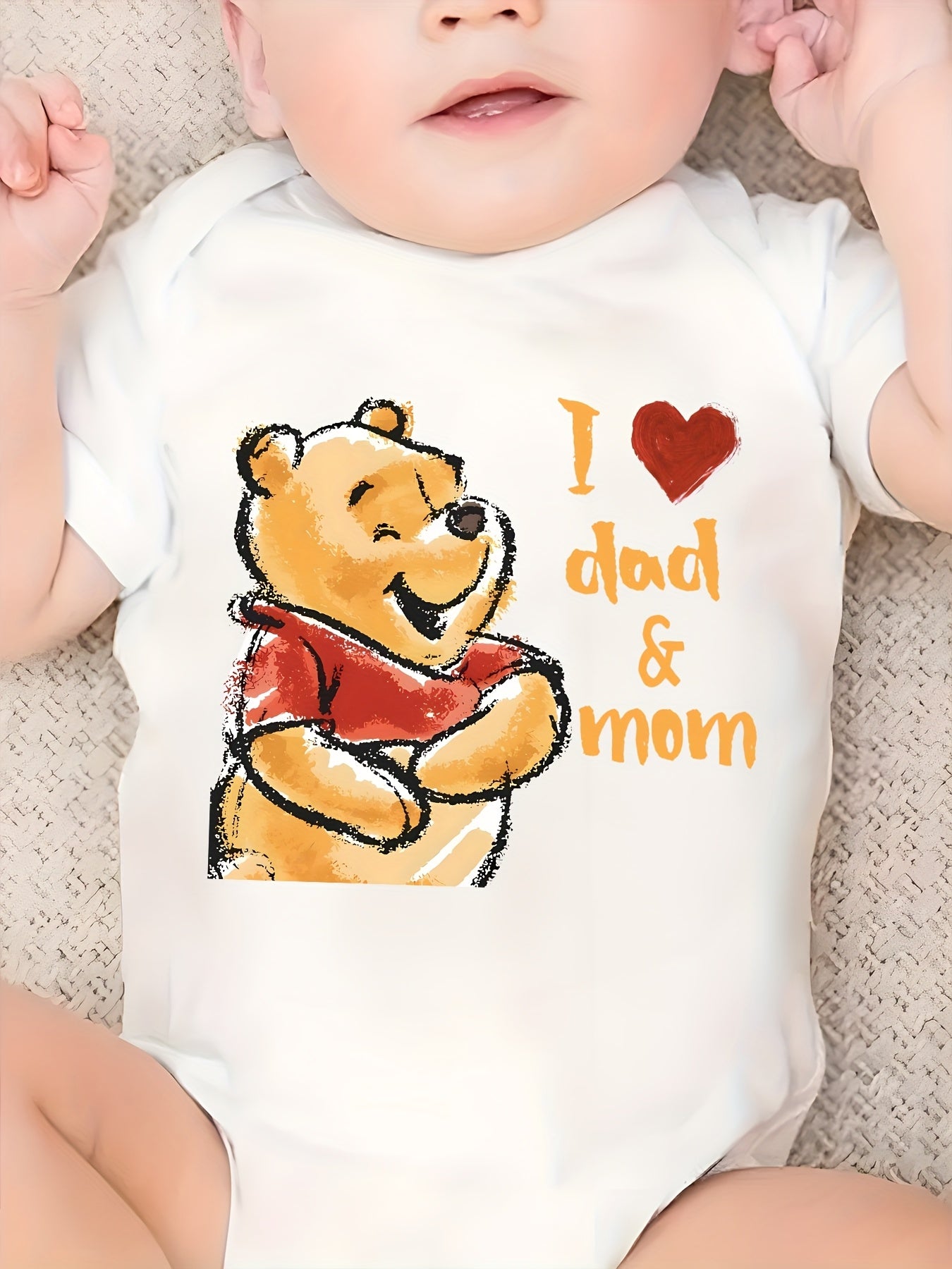 Disney Winnie the Pooh I Love Dad and Mom Baby Onesie Adorable Short Sleeve Romper