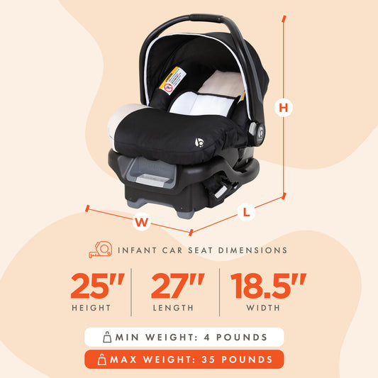 Ally Newborn Baby Car Seat Carrier Travel System with Cozy Cover for Babies Up to 35 Pounds