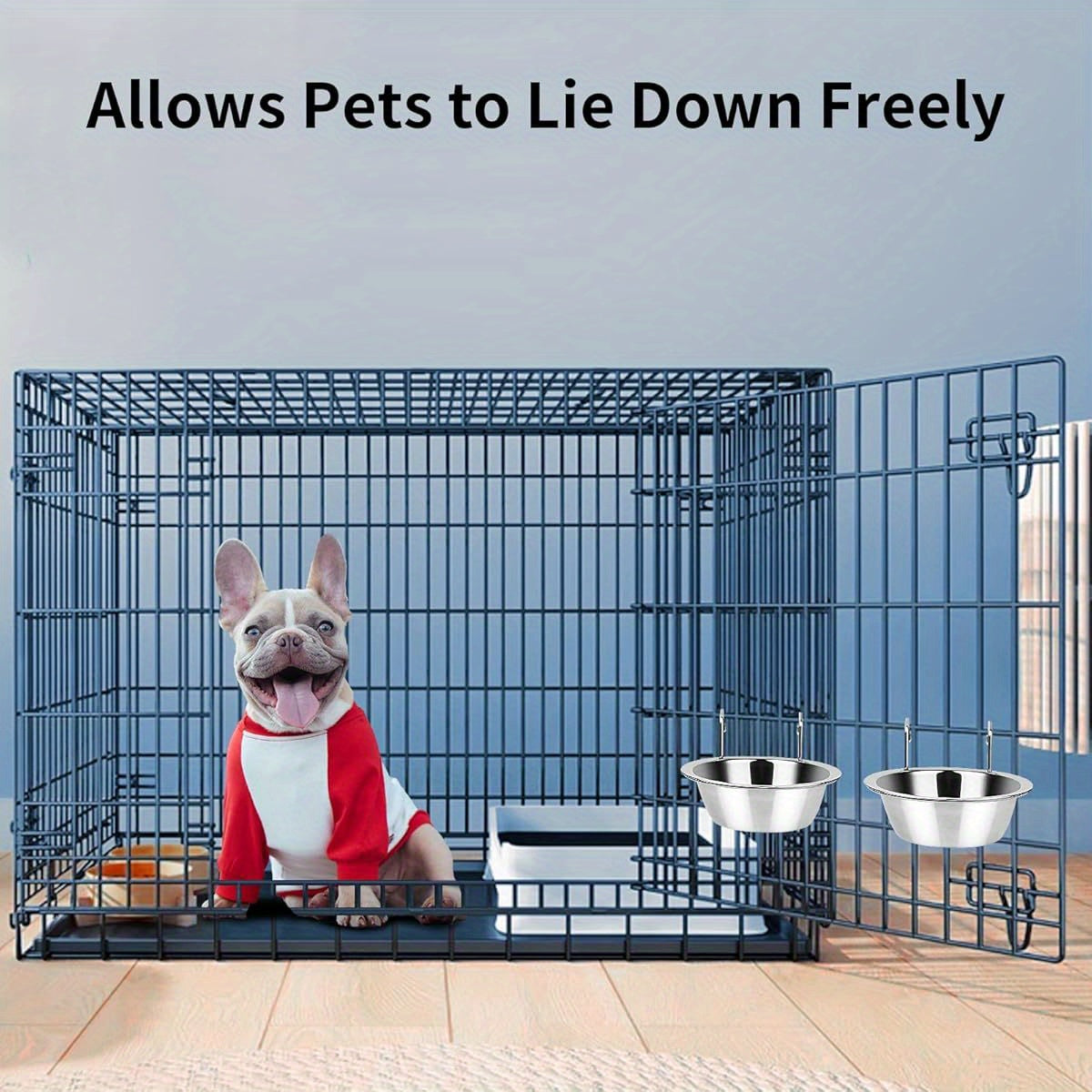 Hanging Stainless Steel Water Bowls for Small Dogs and Cats No Spill Design 8oz Set