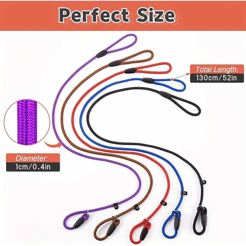 Durable 5pcs Nylon Rope Slip Lead - Dog Leash for All Sizes - Strong Training Lead