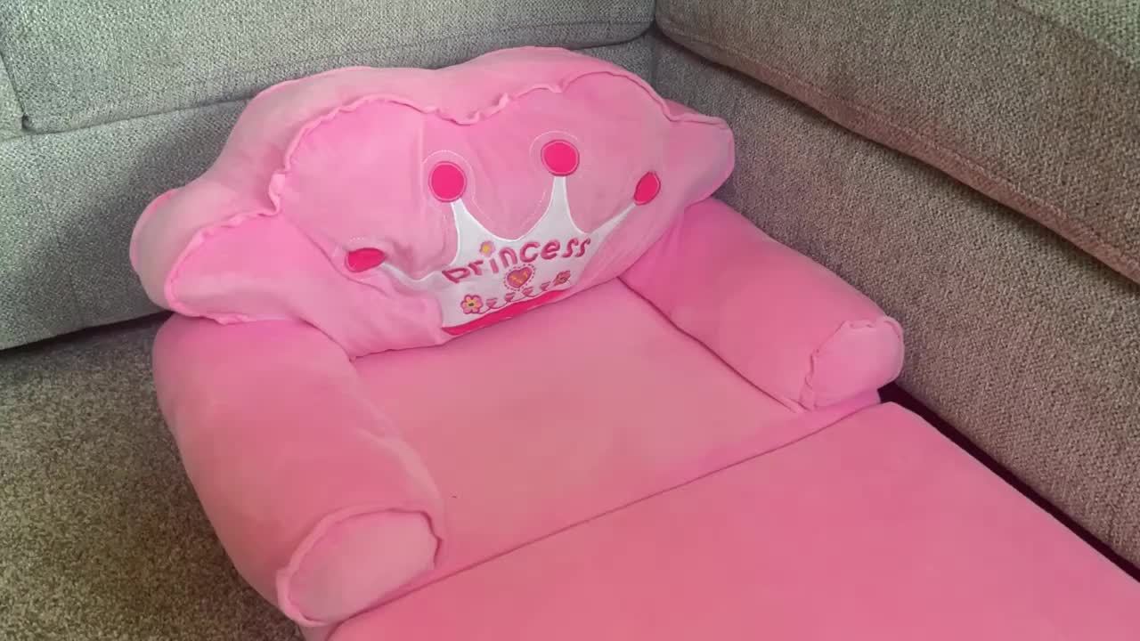 Foldable Multifunctional Pink Sofa With Pillow and Armrests for Teenagers and Game Rooms
