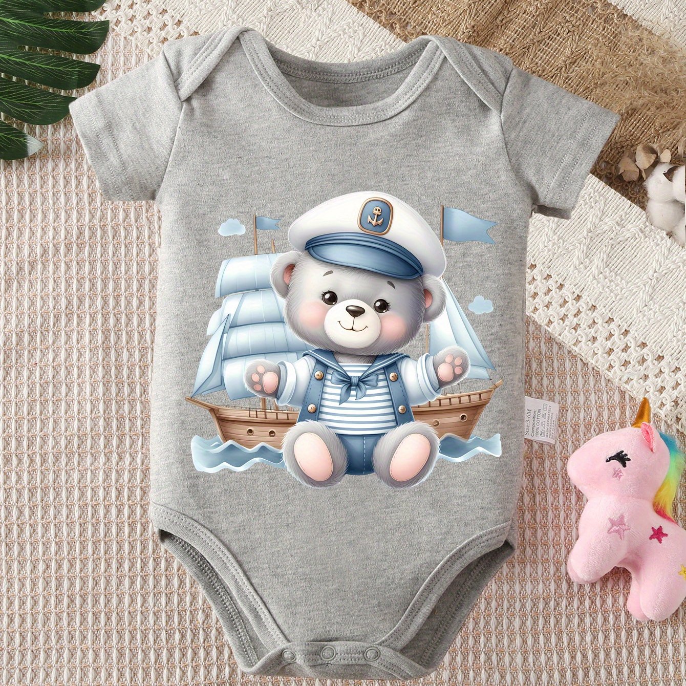 Cute Cartoon Bear Baby Onesie High Quality Cotton Bodysuit for Newborns 0 to 12 Months