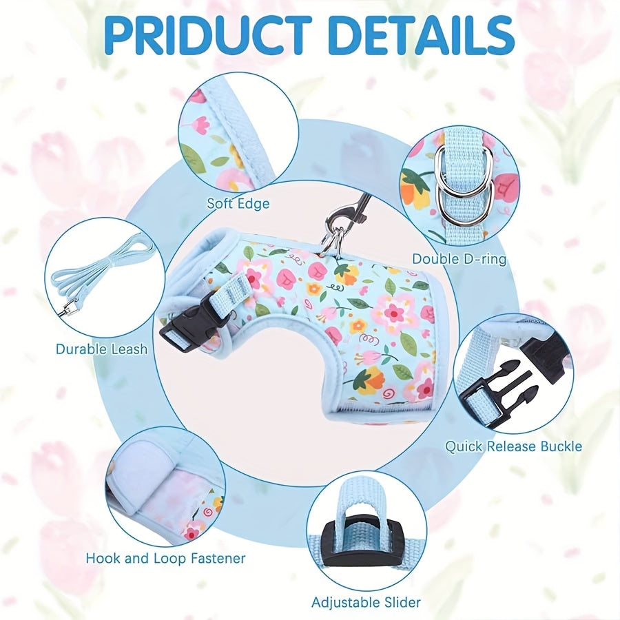 Cat Harness And Leash Set Escape Proof For Walking, Step-in Harness With Lightweight Soft Breathable Mesh, Adjustable Easy Control Harness For Kitten Puppy Small Medium Large Cats, Without Battery