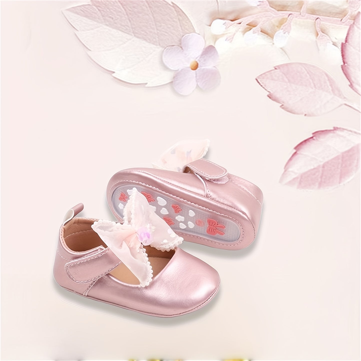 Infant Baby Girls Wedding Dress Shoes Bow Ballet Flats Mary Jane First Walkers For Newborn Baptism