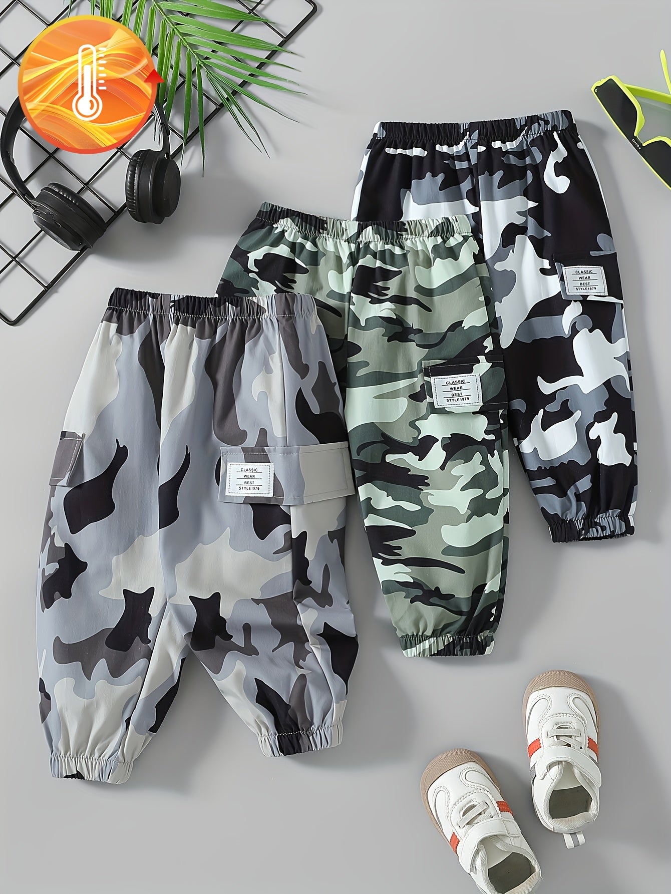 Camouflage Baby Clothing Set for Boys 3-Piece Spring Autumn Casual Wide-Leg Pants