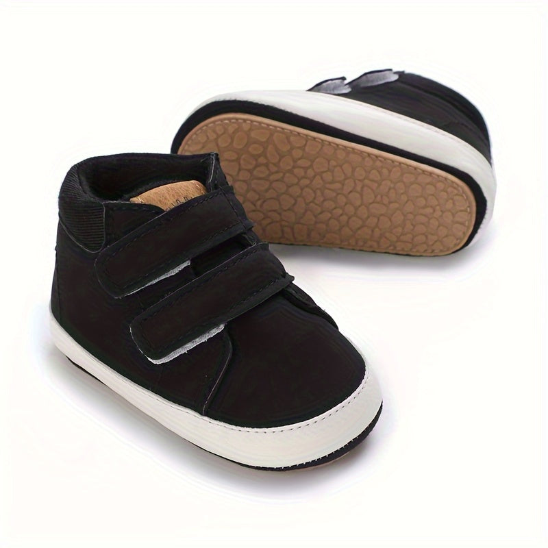 Four Seasons Girls Casual Walking Shoes for Toddlers Adjustable Slip-On Black Sneakers