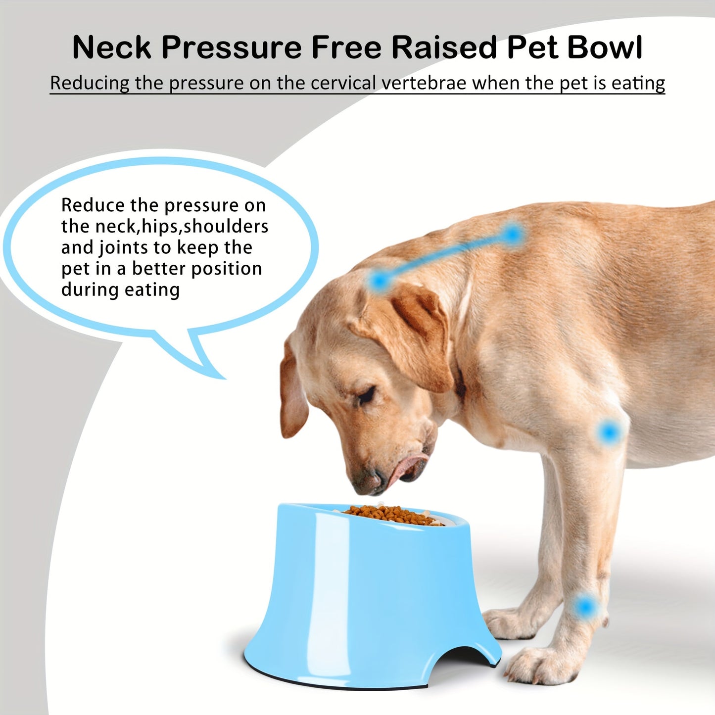 Elevated Tilted Dog Bowls with Non Slip Stainless Steel and Detachable Melamine Stand