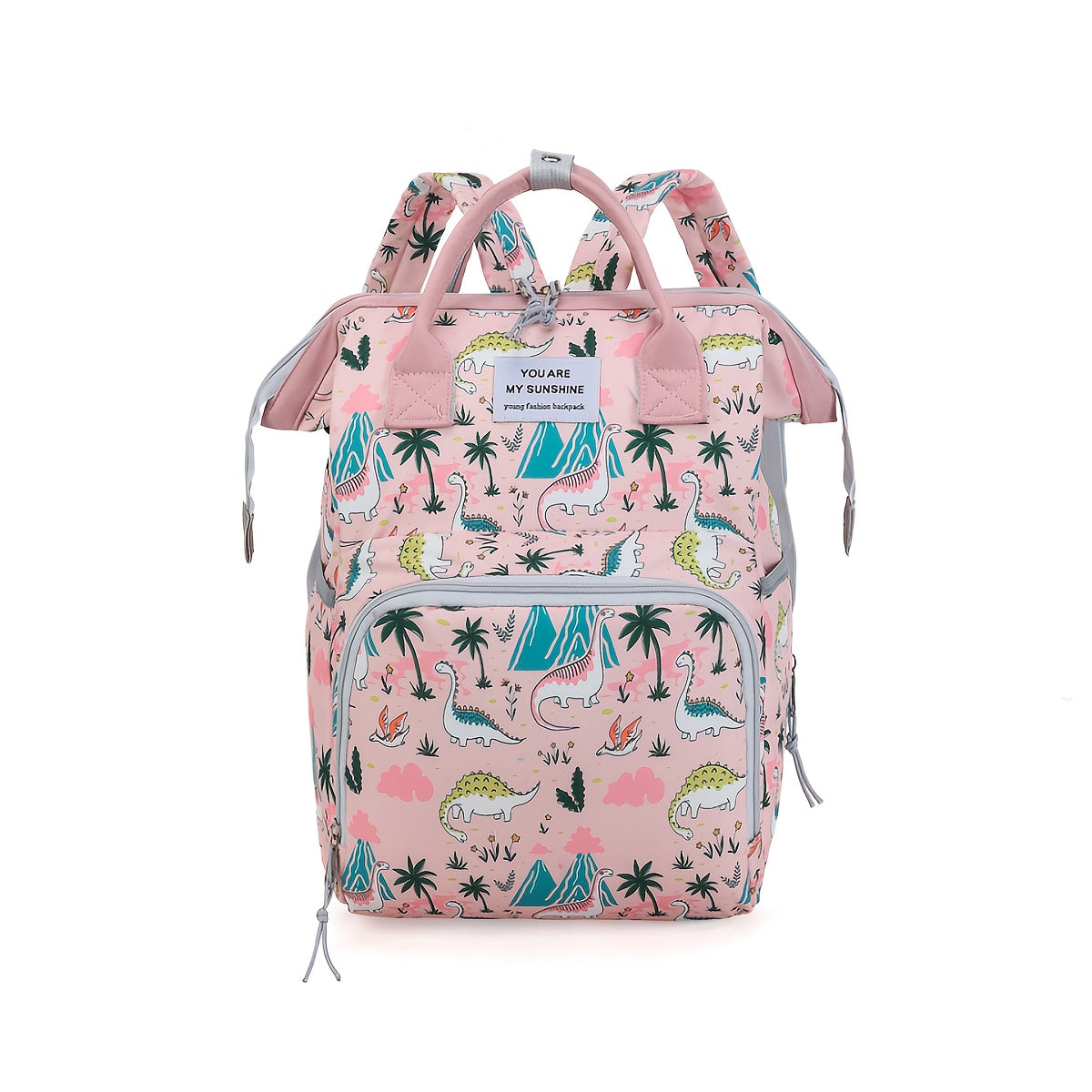 Chic Pink or Gray Diaper Backpack - Spacious & Lightweight Parent Bag with Practical Pockets, Durable Oxford Fabric