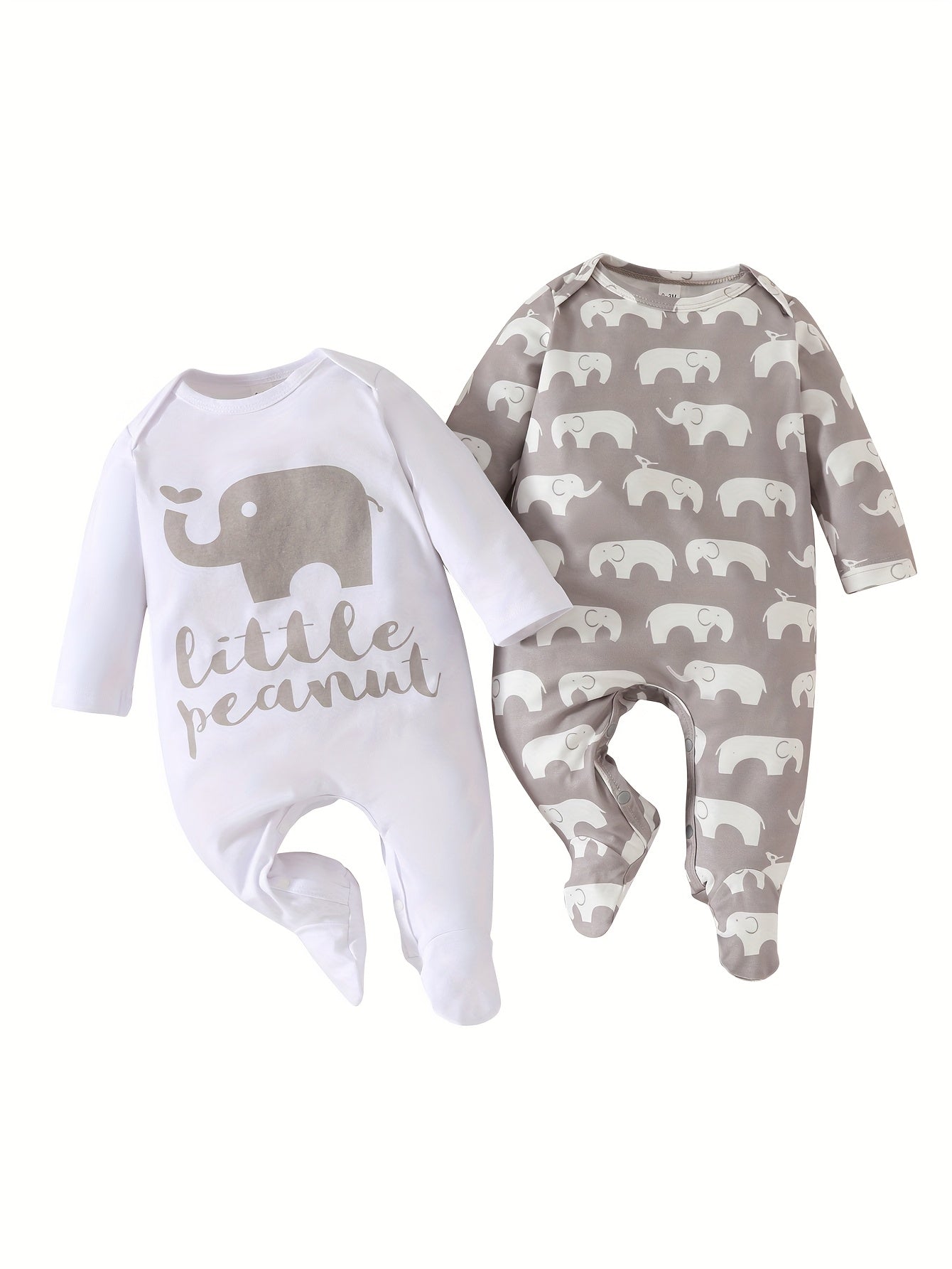 Little Peanut Youngsters Long Sleeve Rompers – Adorable Elephant Designs for Comfort
