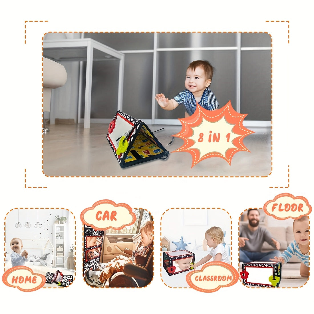 Youngsters Lying Mirror Early Learning Sensory Stimulation Safe Foldable Cognitive Toy