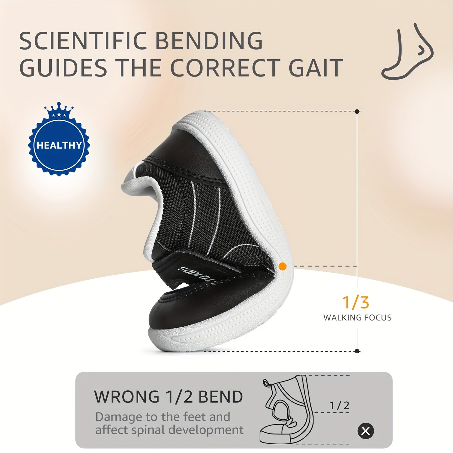 Wide Toe Box Barefoot Sneakers for Kids Casual Tennis Walking Running Non Slip Design