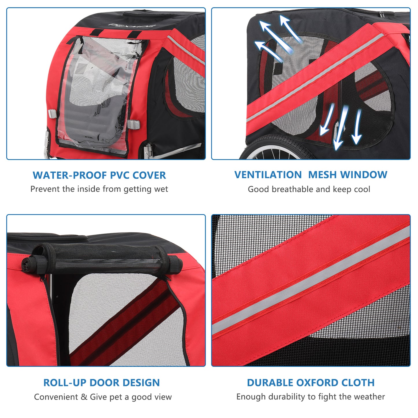 Folding Dog Bike Trailer For Bicycle With Universal Hitch