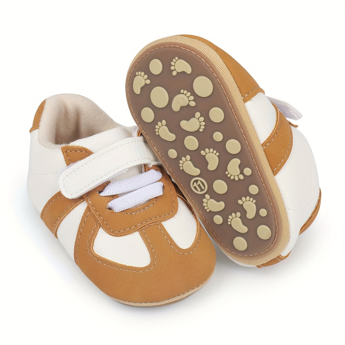 Toddler Sneakers - Casual Minimalist Style with Splicing Design, Solid Color, Low Top, Easy Closure, Rubber Sole, Fabric Insole & Lining, Upper, Suitable for Infants & Toddlers 0-12 Months - Spring/Fall Collection