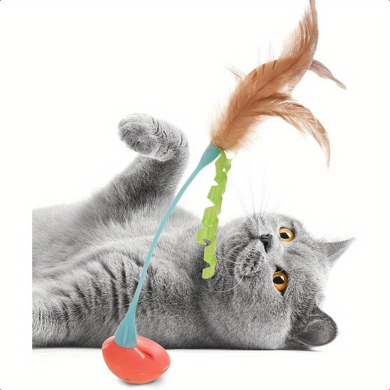 Tippy Teaser Self Righting Feather Toy for Cats and Kittens Engaging Multi Color Fun