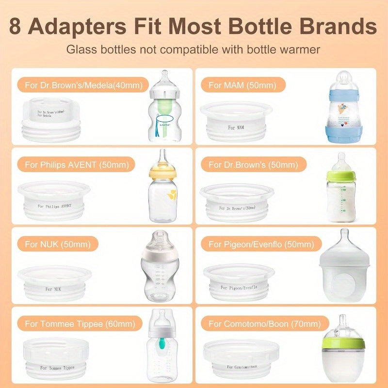 CuddleyBaby Portable Cordless Baby Bottle Warmer with 8 Adapters and 5 Temperature Settings