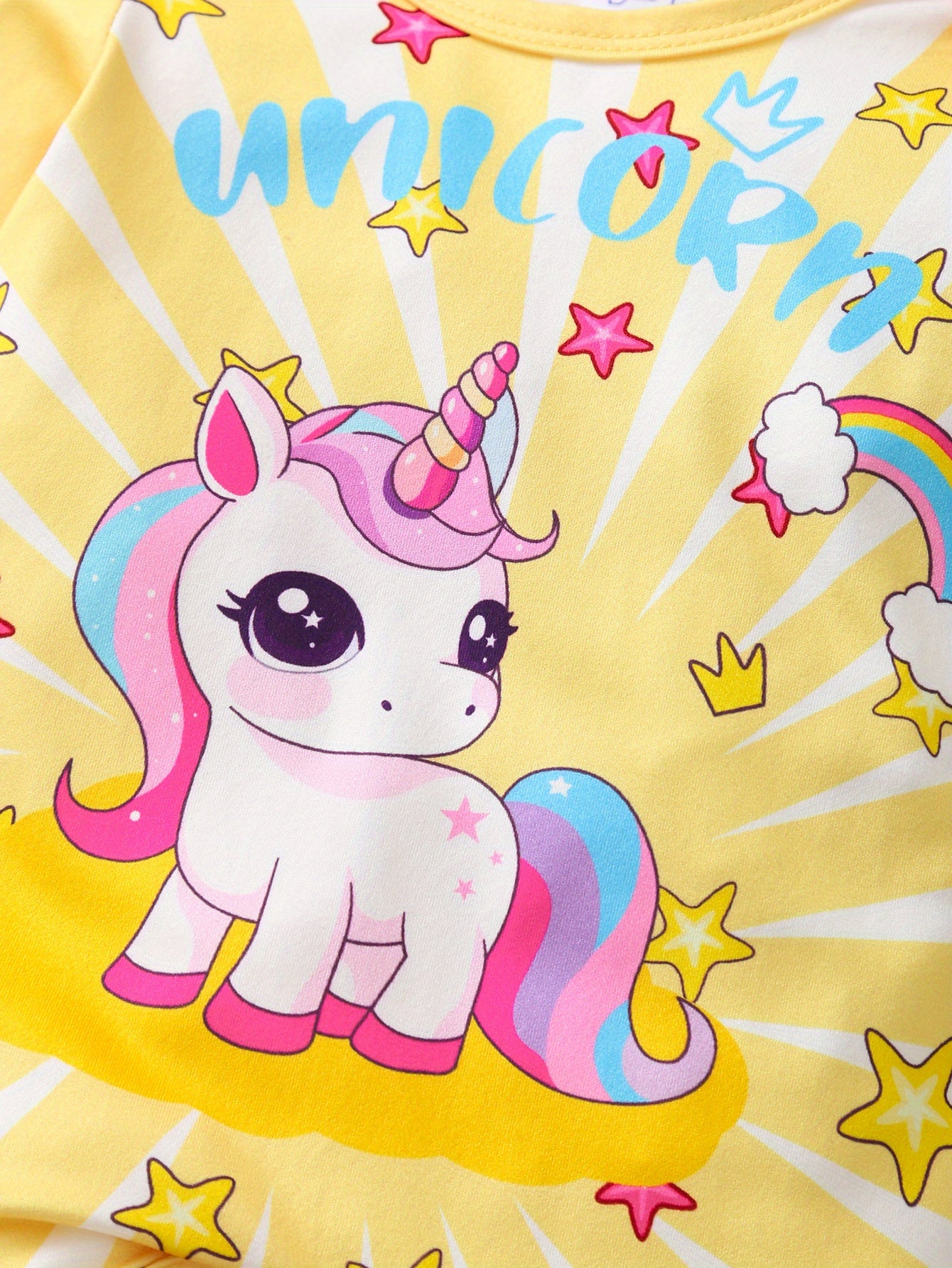 Girls Unicorn Print Footed Romper Set Of 3 For Baby