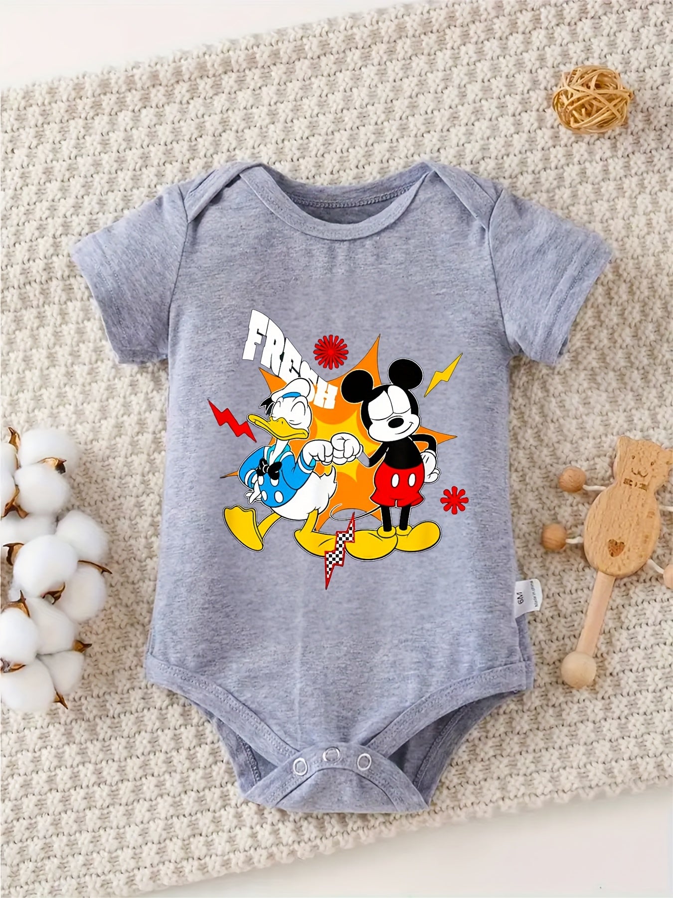 Mickey and Friends Baby Romper 100 Percent Cotton Short Sleeve Infant Crawler Suit