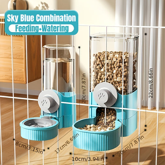 Automatic Hanging Gravity Pet Feeder And Water Dispenser Set With Cage Container Bowl