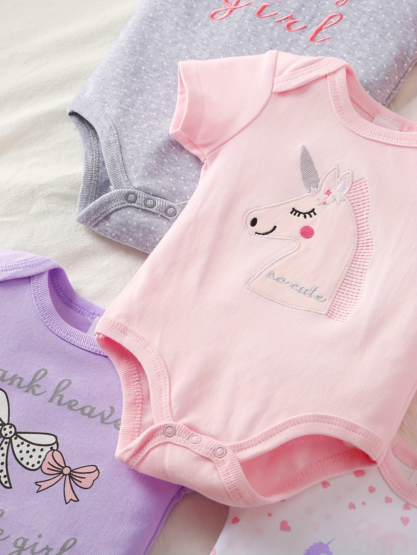 5pcs set Baby girl cartoon triangle onesie baby girl cute crawling suit