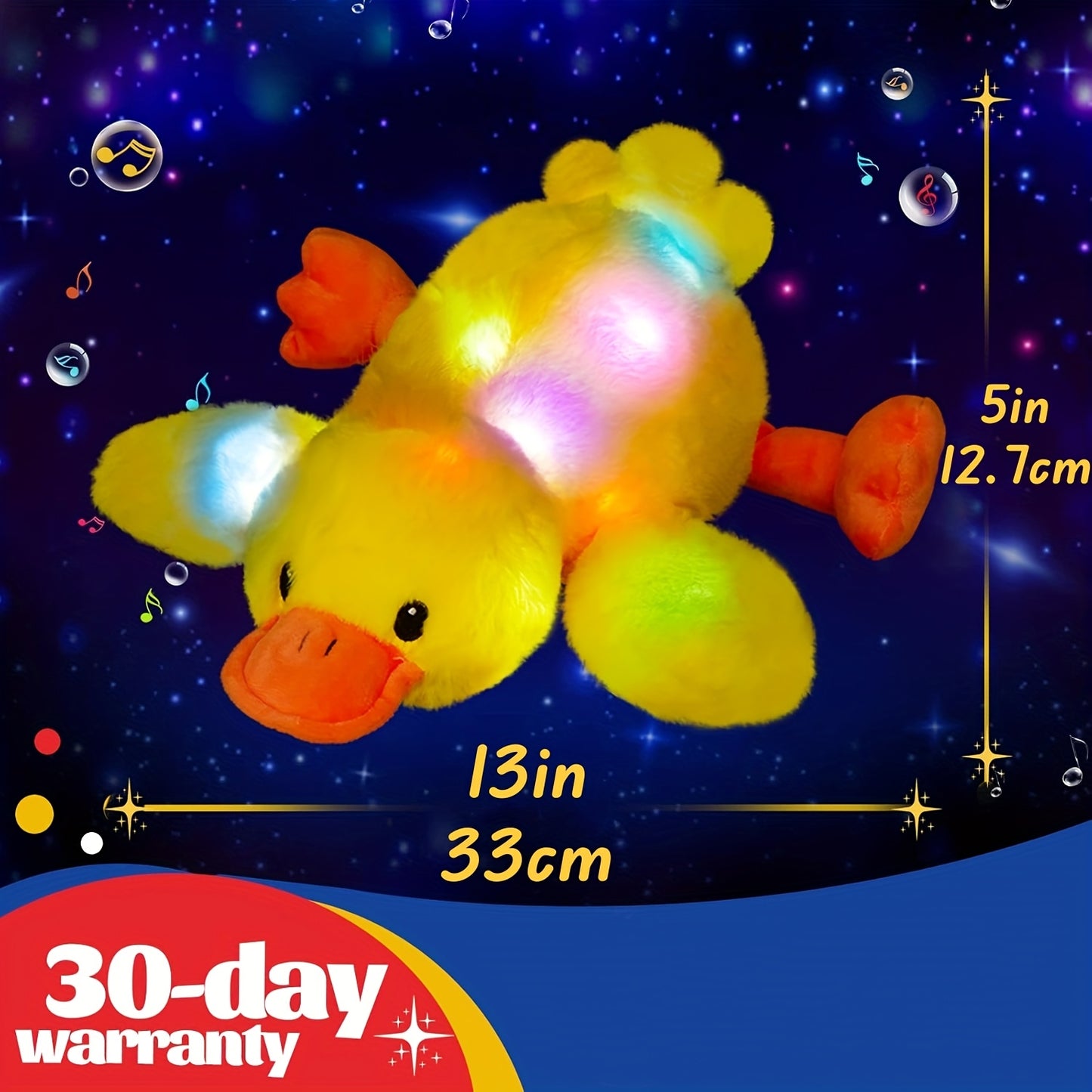 Musical Glowing Yellow Duck Plush Toy with LED Lights and Sound for Kids