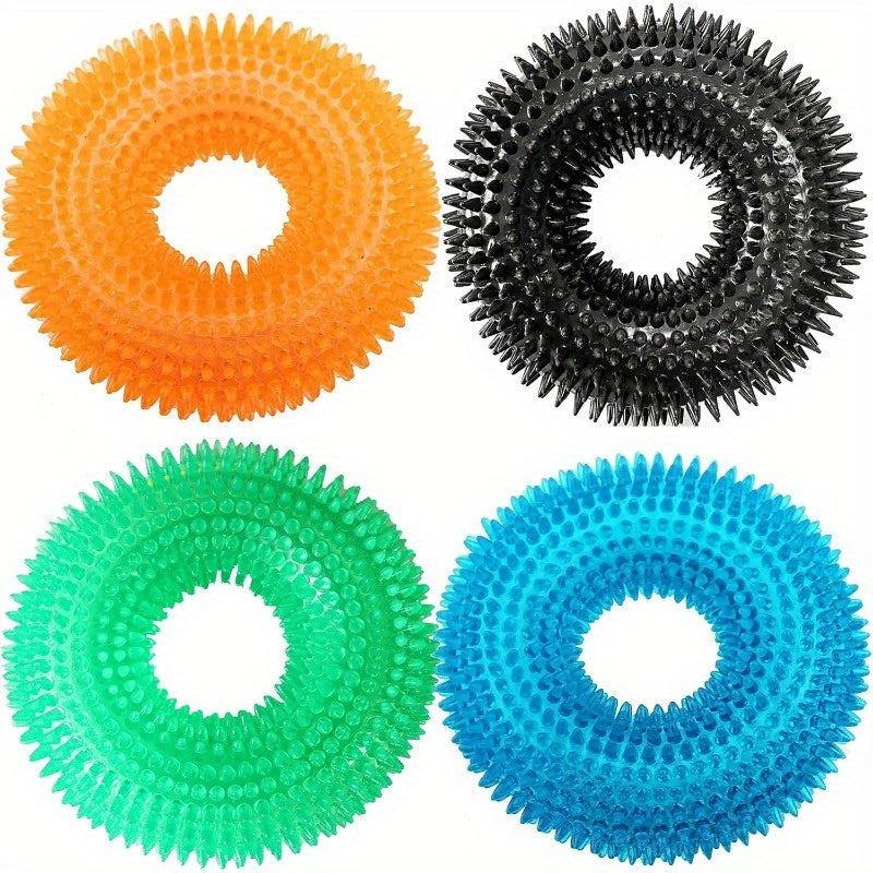 Pack of 4 Non-toxic Rubber Dog Cat Squeaky Chew Toys for All Breeds and Fetch Fun