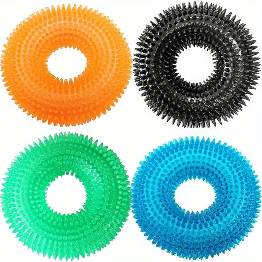 Pack of 4 Non-toxic Rubber Dog Cat Squeaky Chew Toys for All Breeds and Fetch Fun