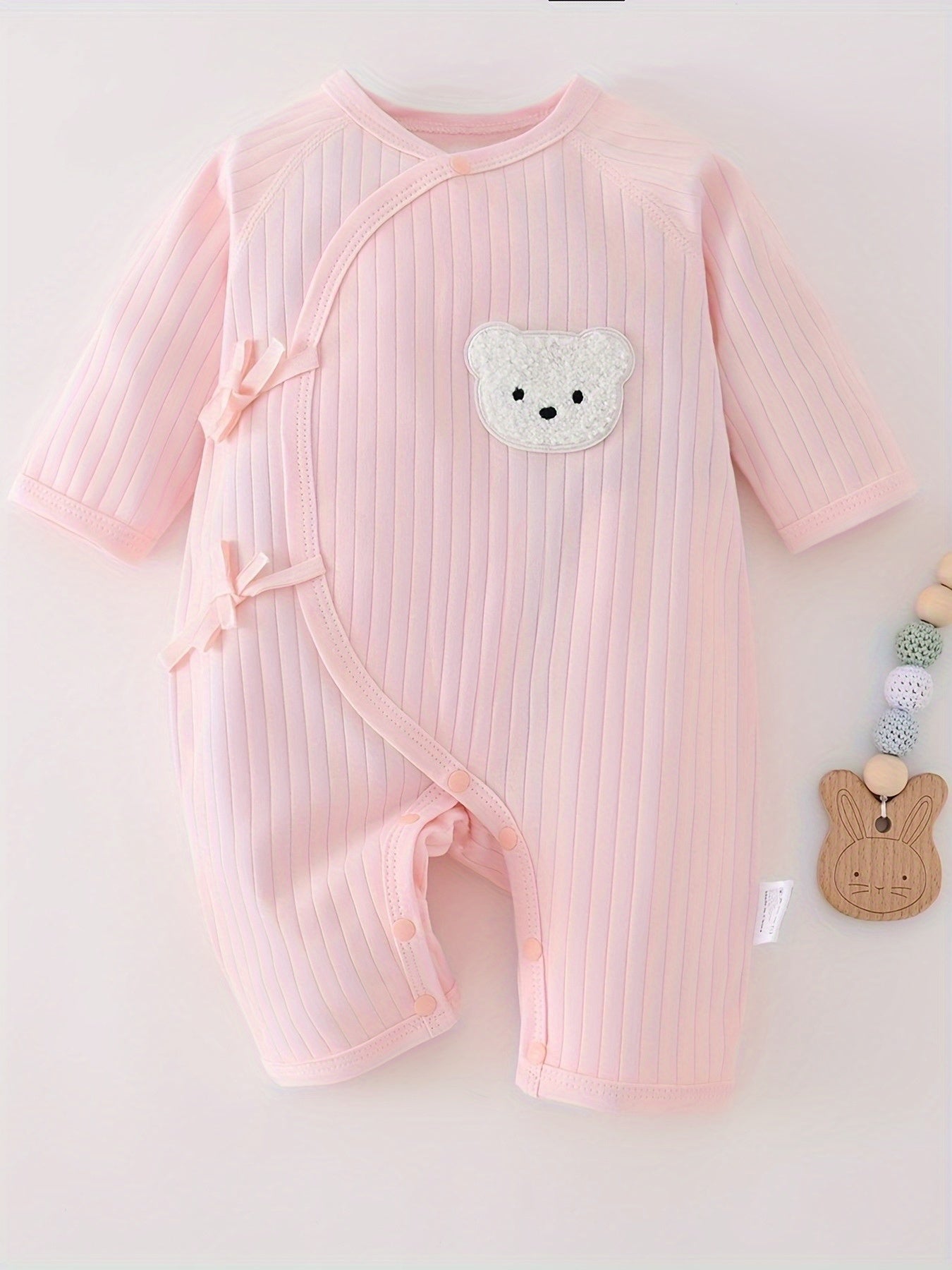 3 Piece Baby Girl Romper Set Cartoon Bear Head Cotton