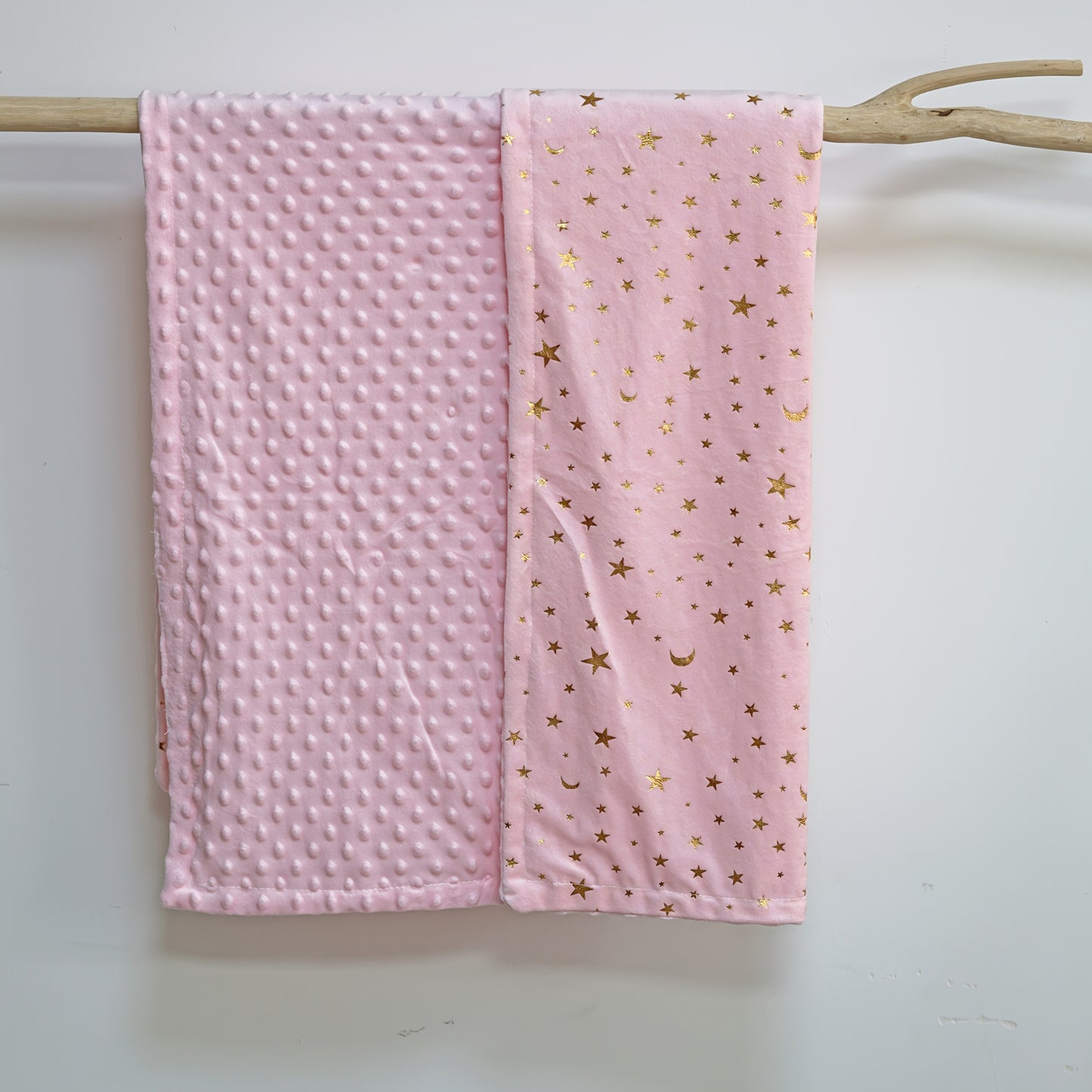 A Double-Layered, Thick, Soft Baby Blanket with One Side Made of Ultra-Soft Bubble Fleece And The Other Side Featuring Ultra-Soft Short Plush with Golden Foil Printing, Measuring 29.92X47.24inch, Suitable for Use in Cribs, St