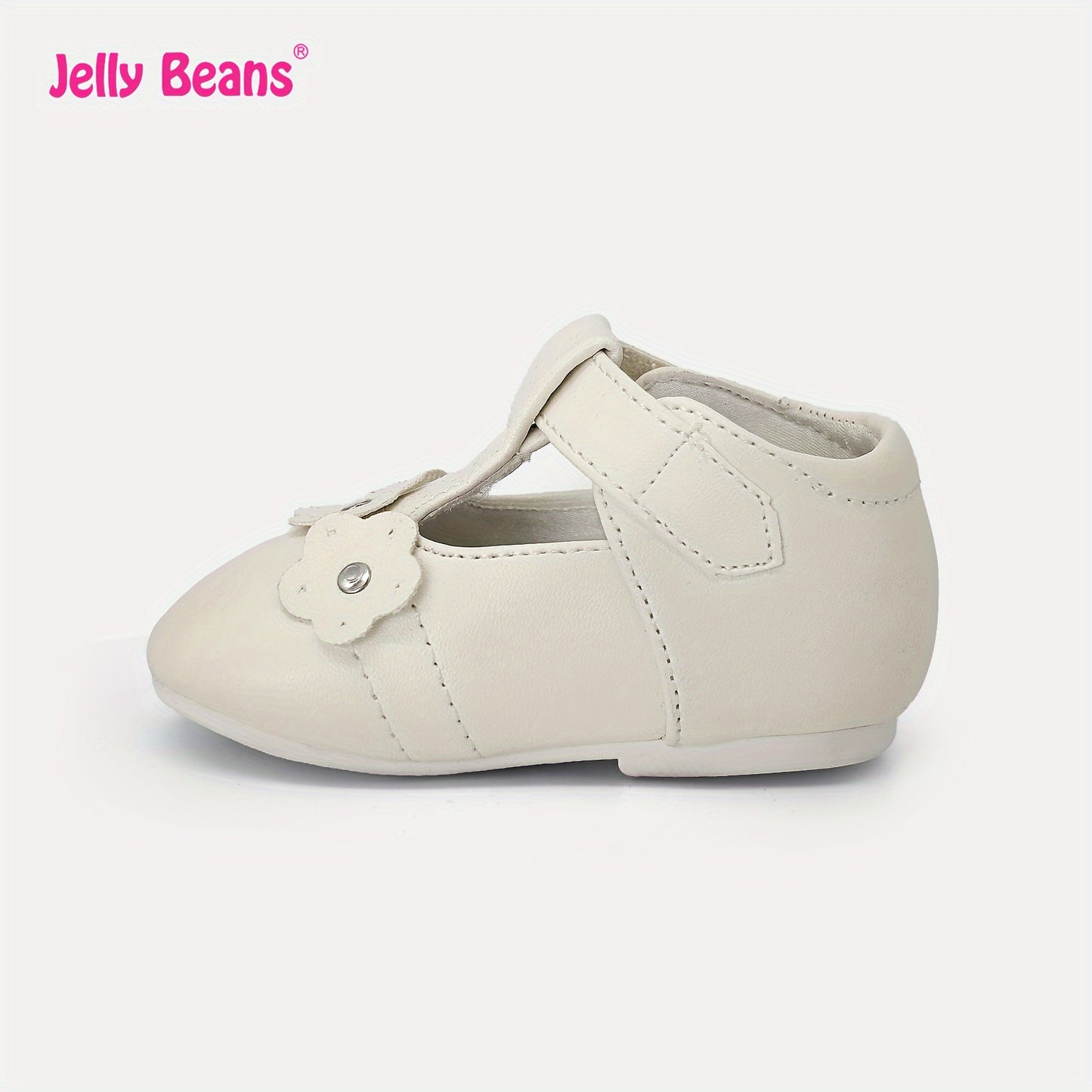 Girls Solid Colour Princess Mary Jane Flat Shoes Comfy Non Slip Hook and Loop Fastener