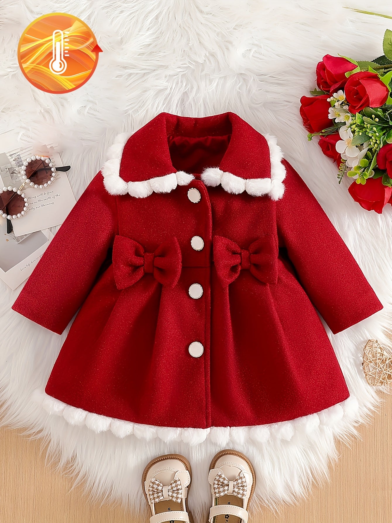 Girls Soft Fleece Jackets and Coats with Bow Trim for Back to School Autumn Winter