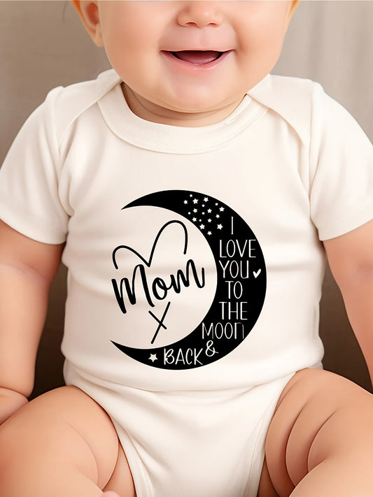 100 Percent Cotton Baby Romper I Love You to the Moon Cute Moon Print for Newborns