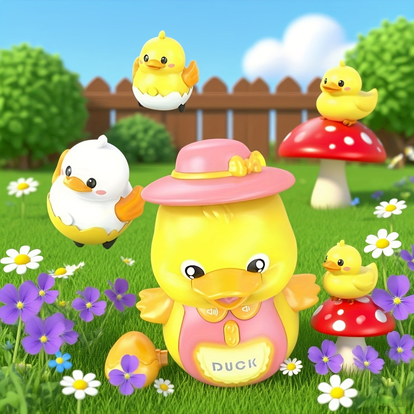 Music Duck Toy Set Glowing Crawling Moving Ducks Three Pack USB Charging Gift For Babies 6 Months Plus